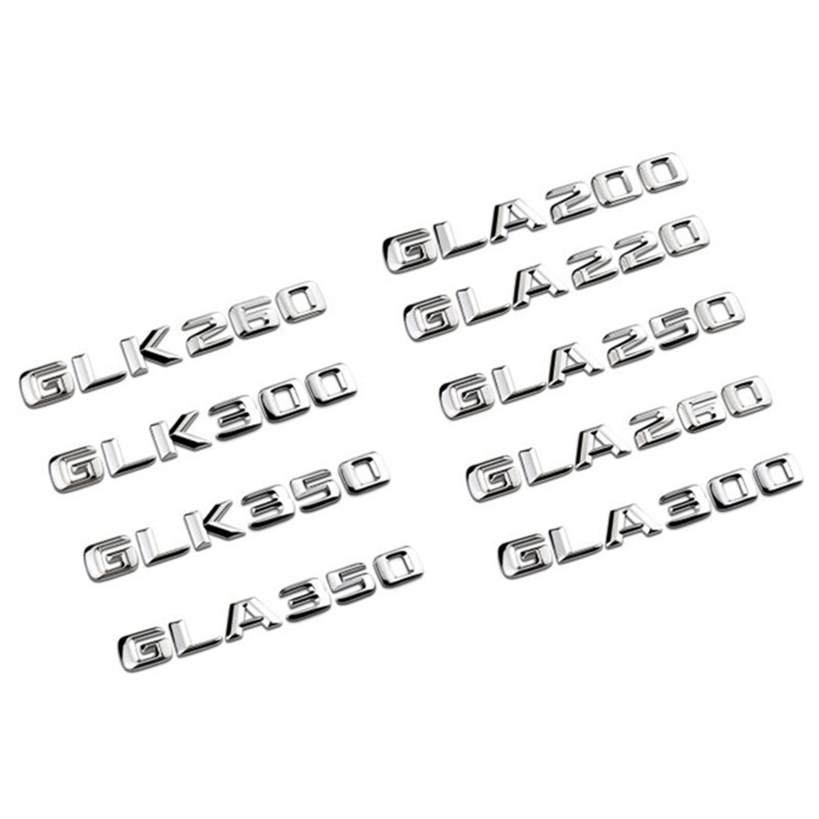 LAZIRO 3D ABS Auto Heckkoffer Emblem Abzeichen GLK GLA 200 220 250 260 300 350 Aufkleber passend for Mercedes X156 X164 X204 H247 W167 Zubehör (Color : Convex Chrome Silver, Size : GLA 250) von LAZIRO