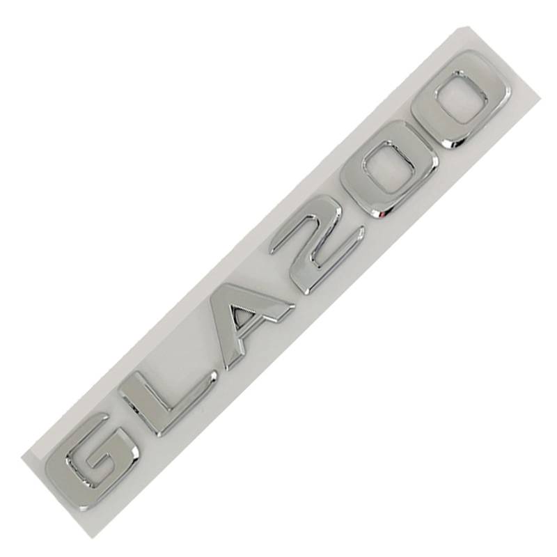 LAZIRO 3D ABS Chrom Schwarz Auto Kofferraum Emblem Abzeichen GLA 200 260 Buchstaben Anzahl Aufkleber Passend for Mercedes X156 X164 H247 Zubehör (Color : GLA 200 Silver) von ZOUXO