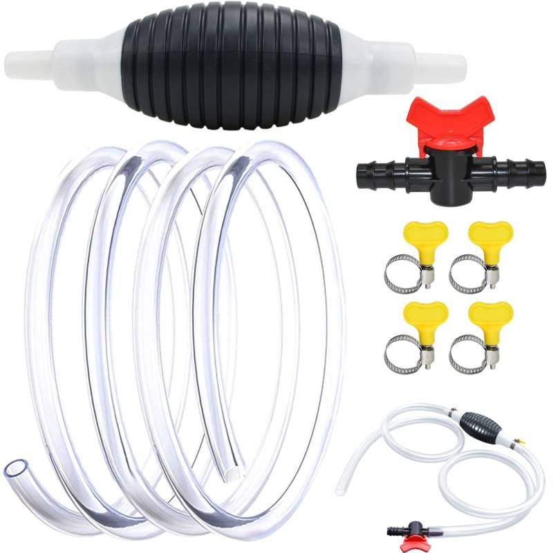 Handpumpe Umfüllpumpe Benzinpumpe 2M Verdicken Absaugpumpe Kraftstoffpumpe Benzin Auto für Kraftstoffe Notpumpe Benzin Diesel Wasser Benzinschlauch Öl Absaugpumpe (2 M) von LBING