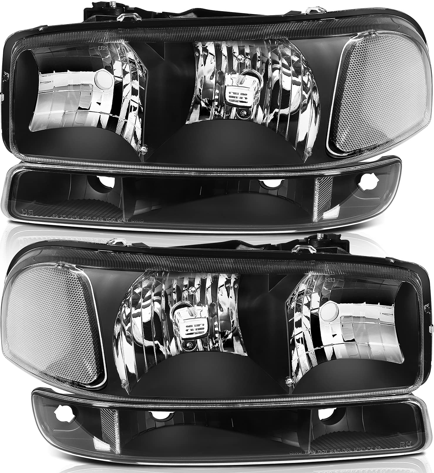 LBRST Scheinwerfer für GMC Sierra 1500 2500 3500, für GMC Yukon 1999-2006, für GMC Yukon XL 1500 2000-2006, für GMC Yukon XL 2500 2000-2006, schwarzes Gehäuse, Fahrer- und Beifahrerseite Scheinwerfer. LBRST Scheinwerfer für GMC Sierra 1500 2500 3500, für GMC Yukon 1999-2006, für GMC Yukon XL 1500 2000-2006, für GMC Yukon XL 2500 2000-2006, schwarzes Gehäuse, Fahrer- und Beifahrerseite Scheinwerfer. von LBRST