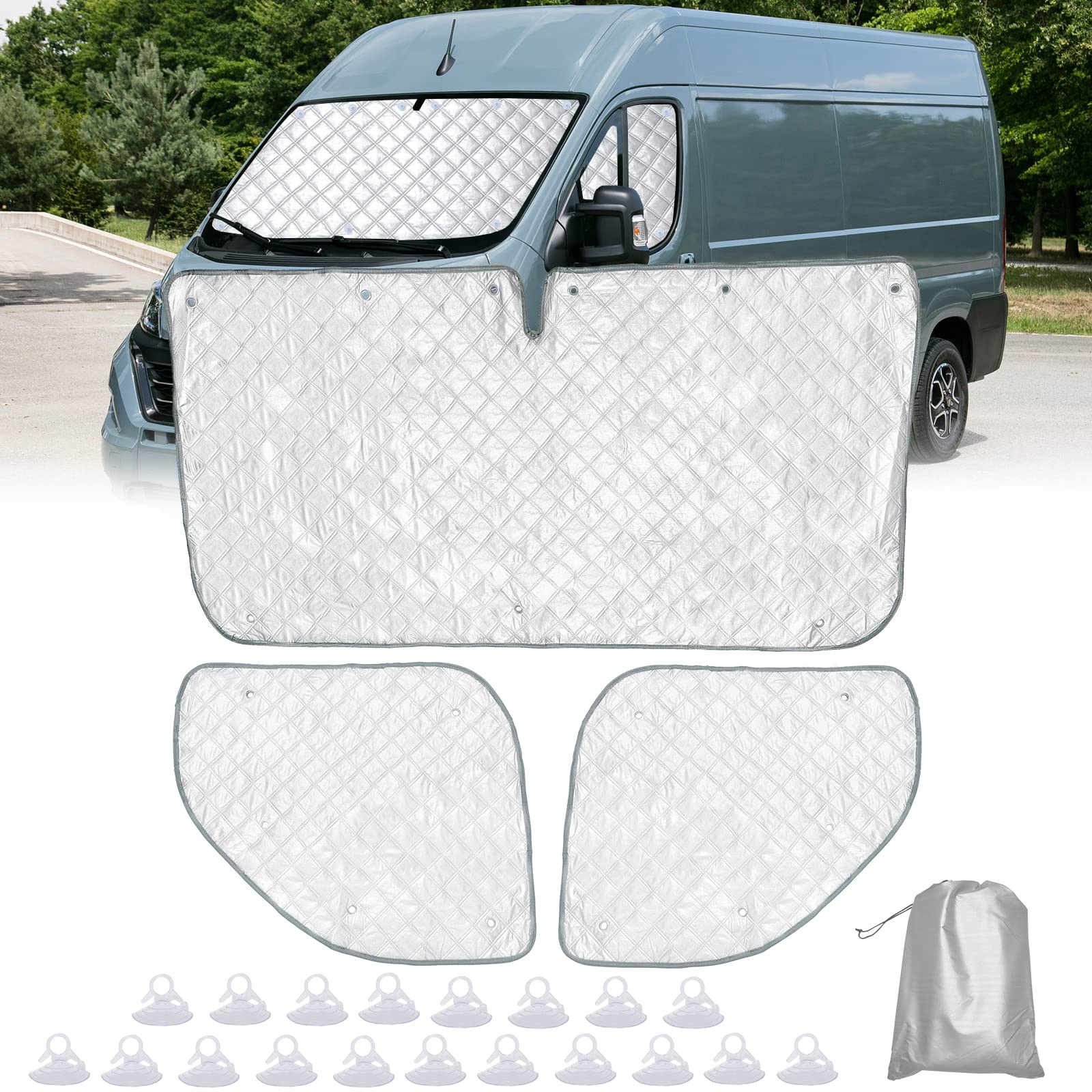 LCAUTFR Sonnenschutz Frontscheibe für FIAT Ducato Wohnmobil 3 Stück Thermomatte Set Frontscheibenabdeckung Interner Windschutzscheiben-Abdeckung LCAUTFR Sonnenschutz Frontscheibe für FIAT Ducato Wohnmobil 3 Stück Thermomatte Set Frontscheibenabdeckung Interner Windschutzscheiben-Abdeckung von LCAUTFR
