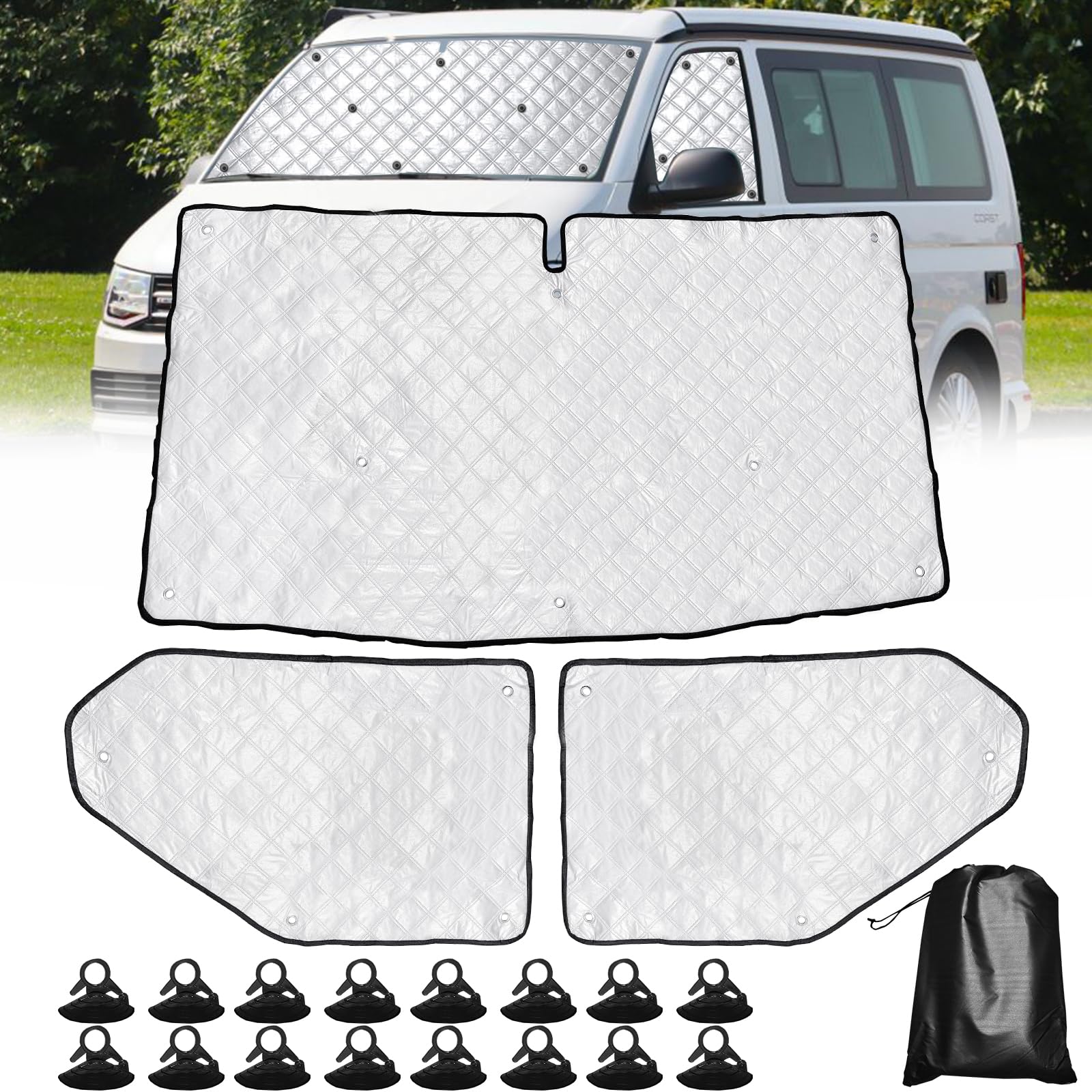 LCAUTFR Sonnenschutz Frontscheibe für V W T5 T6 Wohnmobil 3 Stück Thermomatte Set Frontscheibenabdeckung Interner Windschutzscheiben-Abdeckung Okklusion Dunkel LCAUTFR Sonnenschutz Frontscheibe für V W T5 T6 Wohnmobil 3 Stück Thermomatte Set Frontscheibenabdeckung Interner Windschutzscheiben-Abdeckung Okklusion Dunkel von LCAUTFR