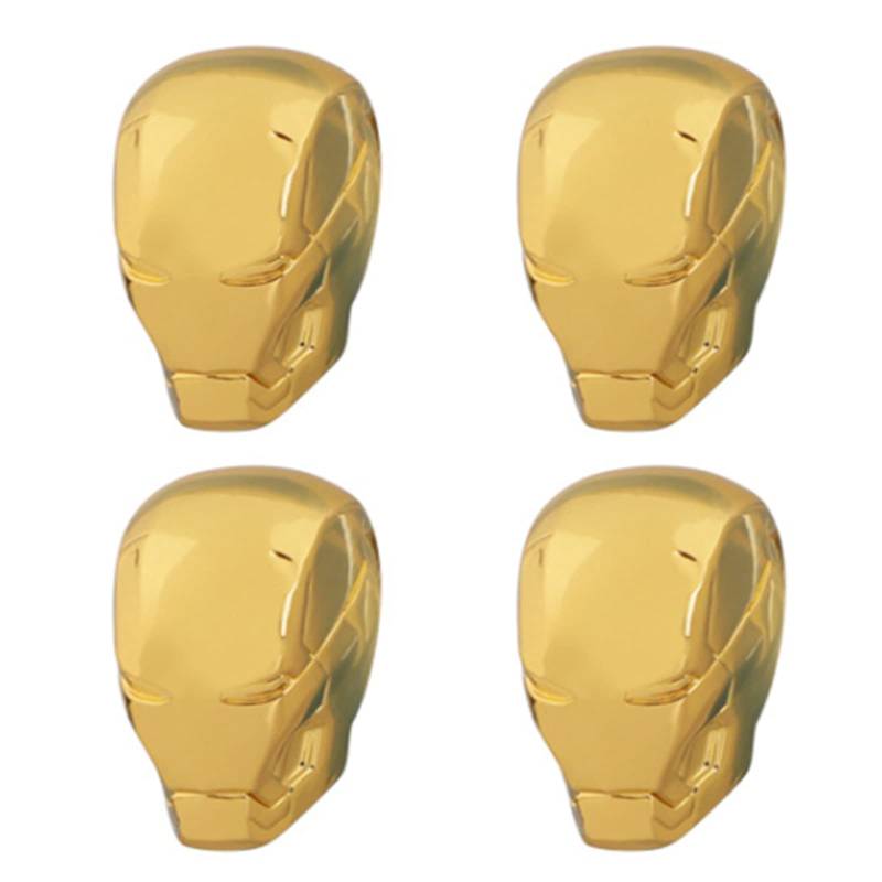 Iron Man Ventilkappen, 4 Stück, Universal-Autoreifen, Ventilkappen, Auto-Ventilschaftabdeckungen (Gold) von LCDXBYTFT