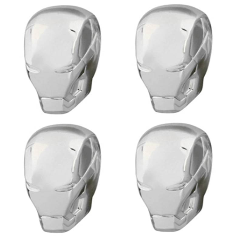 Iron Man Ventilkappen, 4 Stück, Universal-Autoreifen-Ventilkappen, Auto-Ventilschaftabdeckungen (versilbert) von LCDXBYTFT