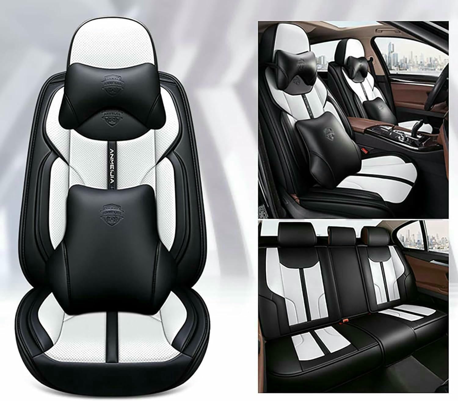 LCLCDZ Sitzbezüge Auto Autositzbezüge Universal Set für Ford Vertrek Territory Flex B-MAX C-MAX Grand C-MAX Tourneo Courier Auto Zubehör,Schwarz-Weiß-Luxus LCLCDZ Sitzbezüge Auto Autositzbezüge Universal Set für Ford Vertrek Territory Flex B-MAX C-MAX Grand C-MAX Tourneo Courier Auto Zubehör,Schwarz-Weiß-Luxus von LCLCDZ