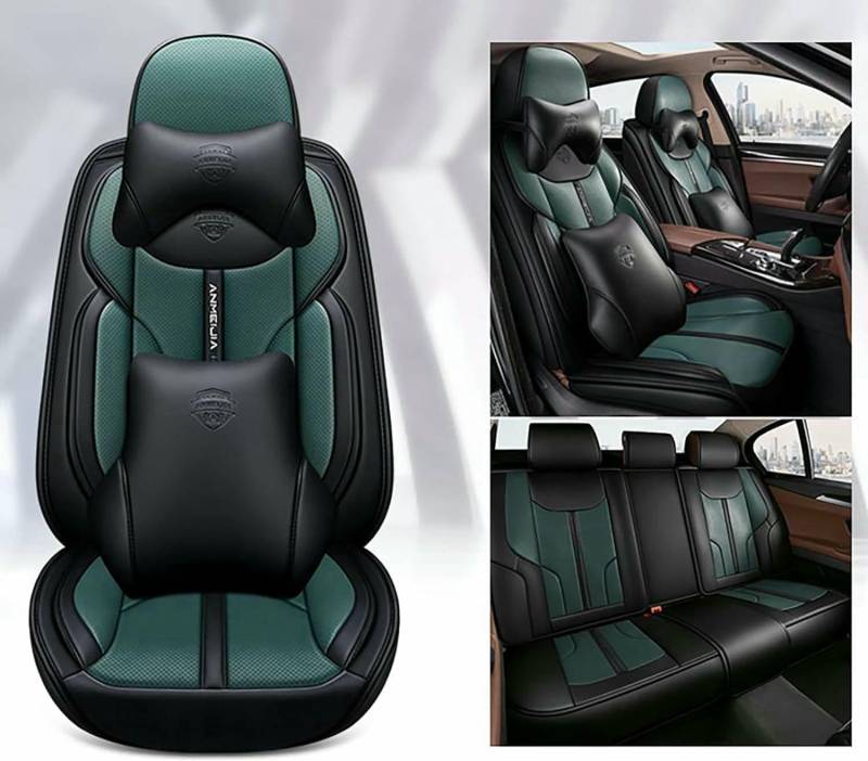 LCLCDZ Sitzbezüge Auto Autositzbezüge Universal Set für Volkswagen VW Passat B5 B6 B7 B8 Polo Golf Tiguan Jetta Touareg Sharan Auto Zubehör,Grüner Luxus von LCLCDZ