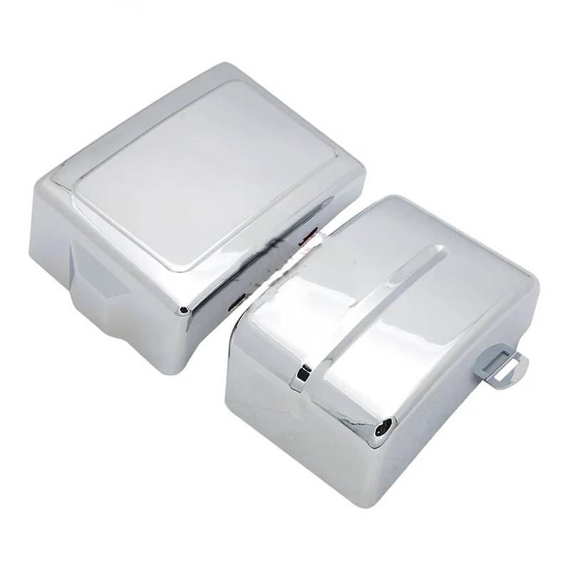 Motorrad Batterieabdeckung Motorrad Schwarz Batterie Seite Verkleidung Rahmen Abdeckungen Kappe Fit Für Harley Dyna Street Fat Bob Super Glide Wide Glide Switchback FLD FXD Batterieseitenabdeckung(Chr von LCQSYE