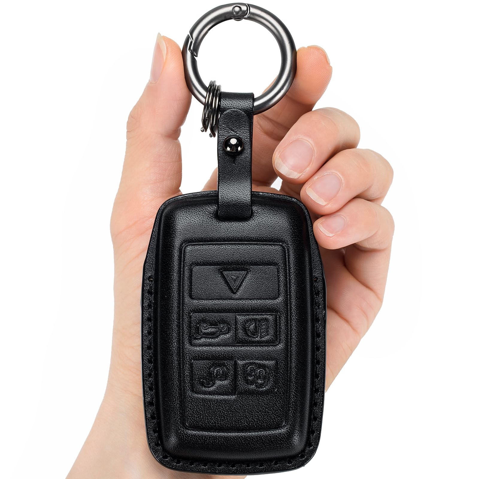 Für Land Rover/Jaguar Schlüsselanhänger-Abdeckung, echtes Leder, mit Schlüsselanhänger, kompatibel mit Evoque Velar Sport Discovery Freelander2 LR4 Land Rover Sport und Jaguar XF XJ XE F-PACE F-Type Für Land Rover/Jaguar Schlüsselanhänger-Abdeckung, echtes Leder, mit Schlüsselanhänger, kompatibel mit Evoque Velar Sport Discovery Freelander2 LR4 Land Rover Sport und Jaguar XF XJ XE F-PACE F-Type von LCXWZNDY