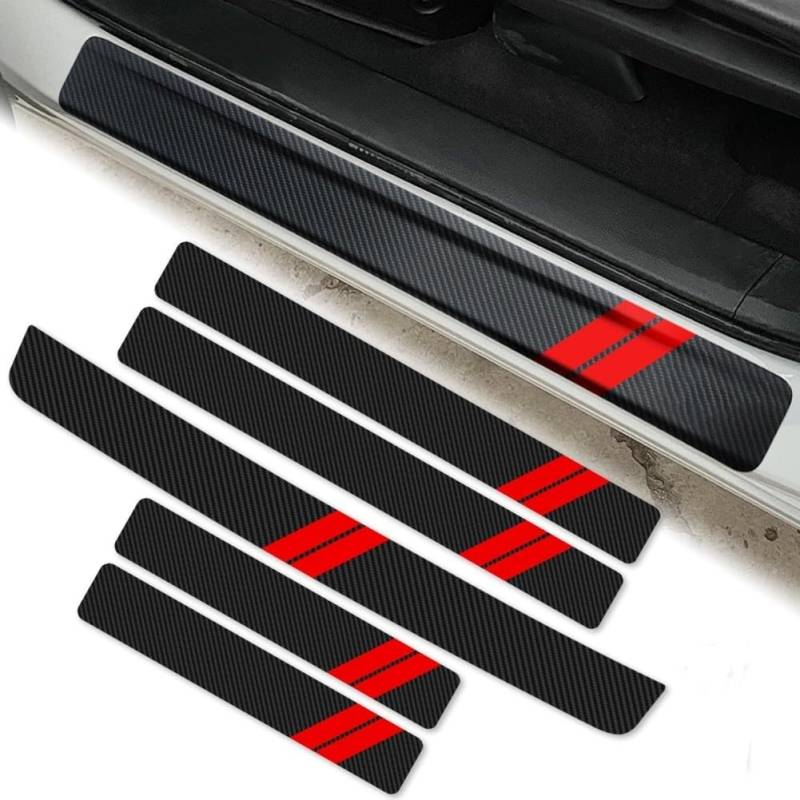 5 Stück Auto Einstiegsleisten Schutz für Ford Tourneo Custom I L2 2012-2017, Auto Carbon Fiber Einstiegsleisten Türschweller Heckstoßstange Schutzfolie,F von LDBKFD