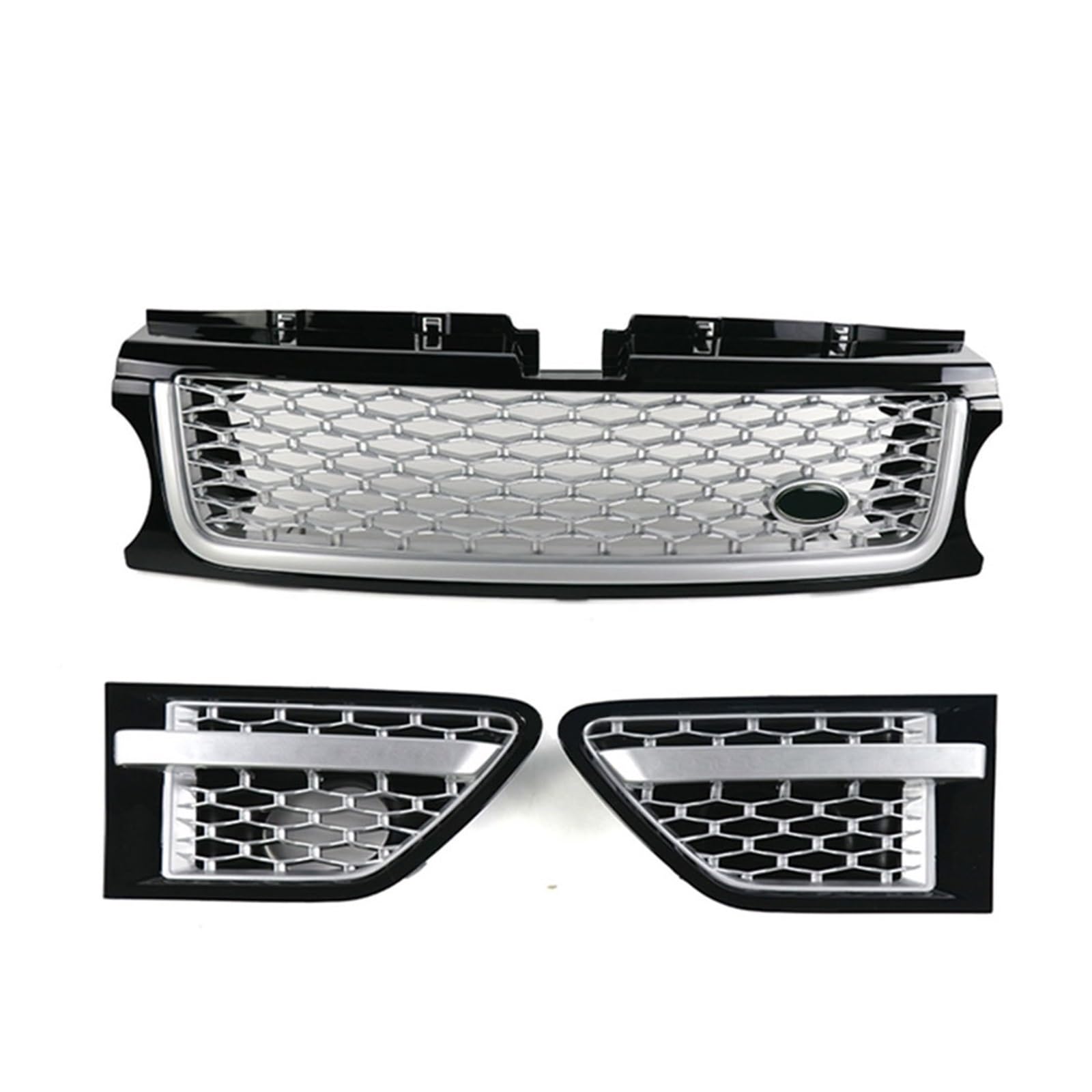 LDFREBCX 3-teiliger ABS-Auto-Frontstoßstangengrill, kompatibel for Land Rover Range Rover Sport 2010-2013, kompatibel for L320, seitliche Entlüftungsabdeckungsgrills(1) von LDFREBCX