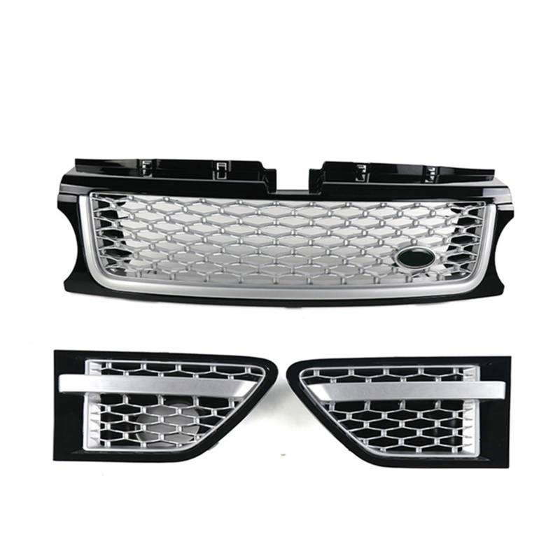 LDFREBCX 3-teiliger ABS-Auto-Frontstoßstangengrill, kompatibel for Land Rover Range Rover Sport 2010-2013, kompatibel for L320, seitliche Entlüftungsabdeckungsgrills(1) von LDFREBCX