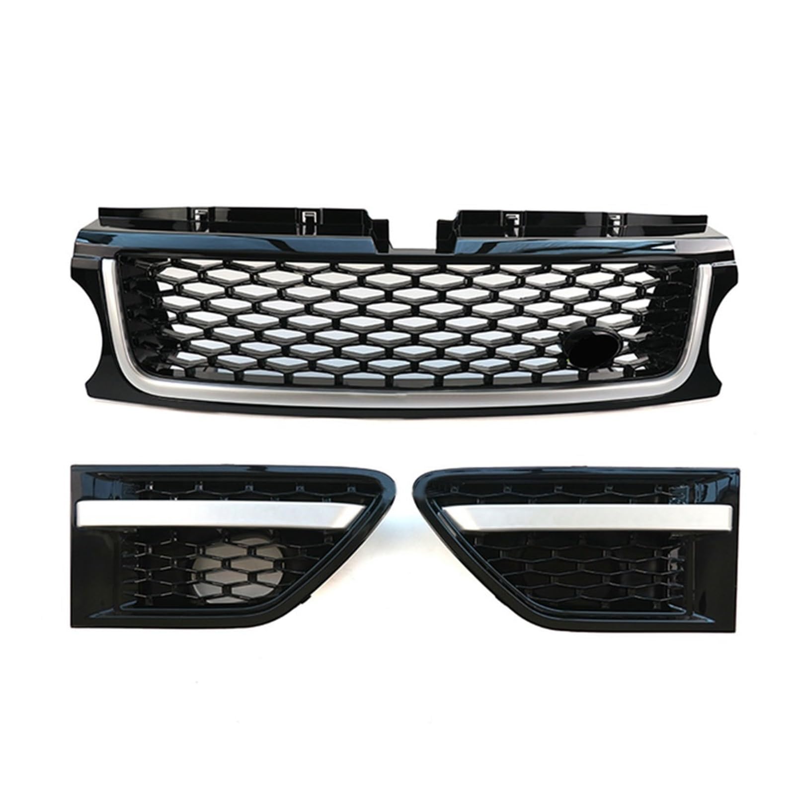 LDFREBCX 3-teiliger ABS-Auto-Frontstoßstangengrill, kompatibel for Land Rover Range Rover Sport 2010-2013, kompatibel for L320, seitliche Entlüftungsabdeckungsgrills(6) von LDFREBCX