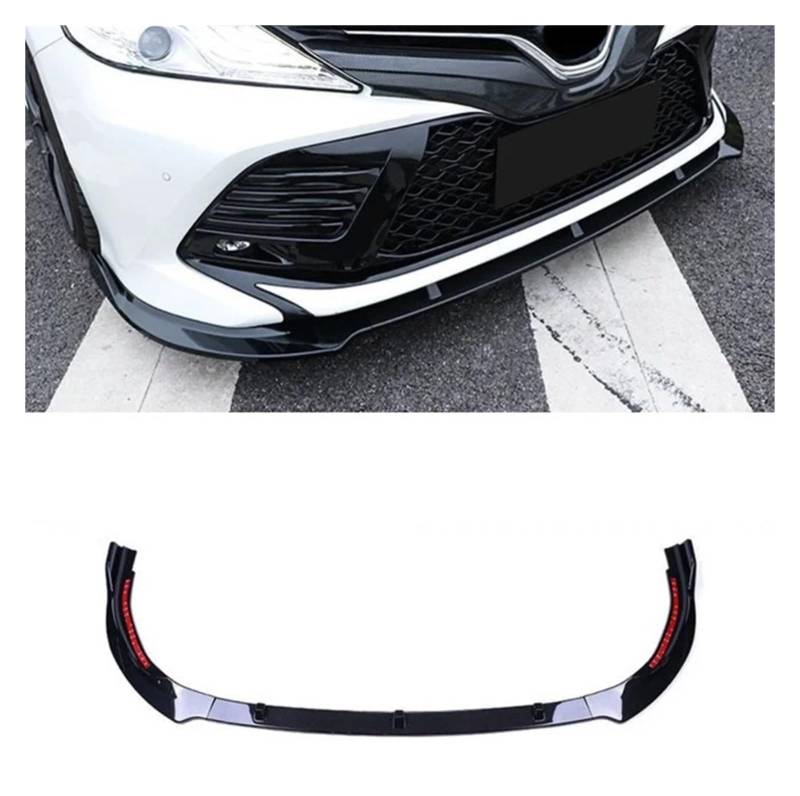LDFREBCX 3PCS ABS Glanz Schwarz Carbon Look Front Stoßstange Lip Splitter Spoiler Kompatibel for Toyota Camry 8th 2018-2021(B Carbon Look) von LDFREBCX