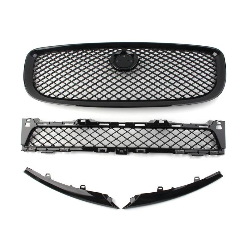 LDFREBCX 4 Teile/Satz ABS Schwarz Glanz Auto Front Stoßstange Grille Oberen und Unteren Mesh Grill Kompatibel for Jaguar XJ for 2010-2015 von LDFREBCX