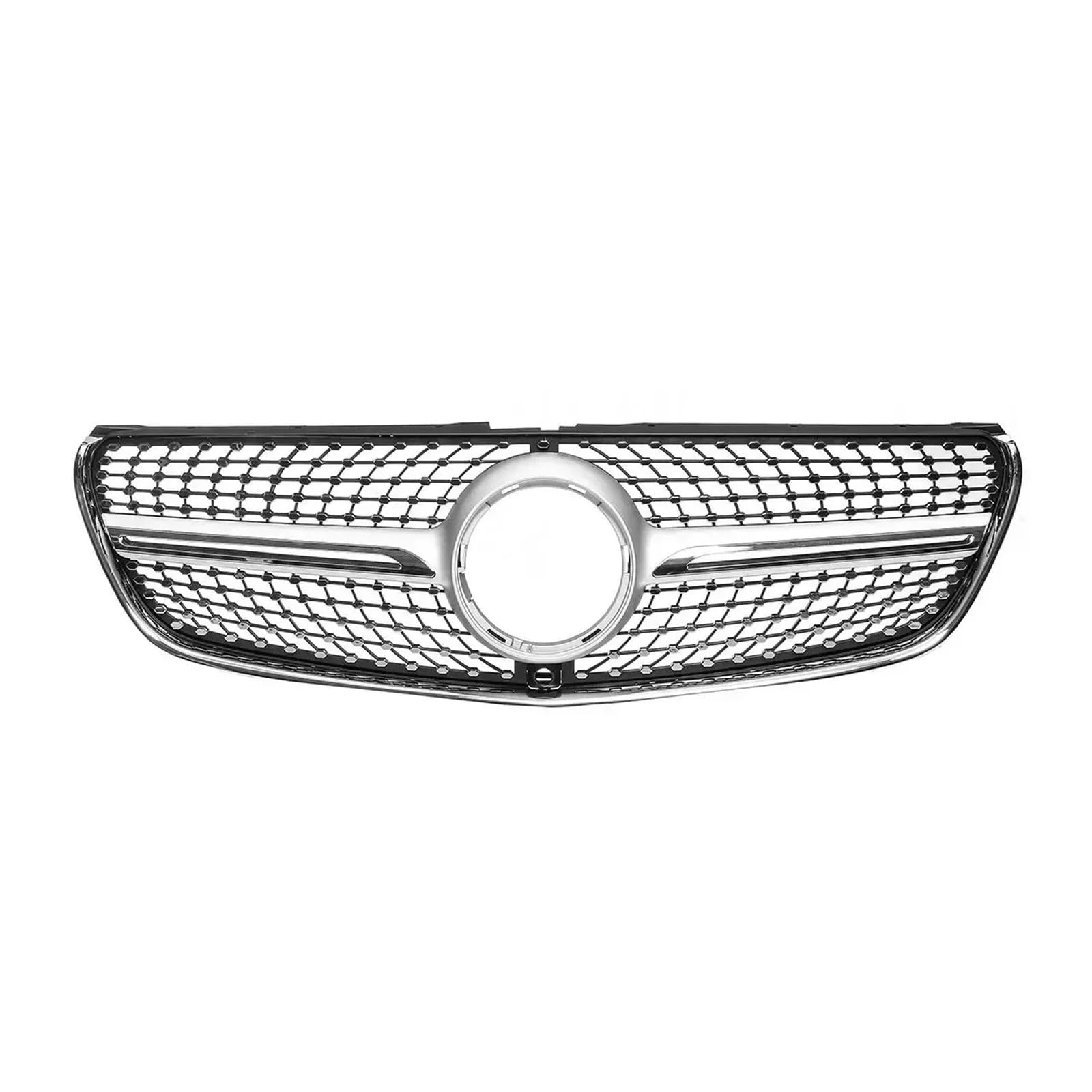 LDFREBCX ABS Damond Grill Mesh Auto Frontstoßstangengrill Kompatibel for Mercedes Benz V-Klasse W447 V250 V260 2015-2020 Mit Kamera(Chrome Silver) von LDFREBCX