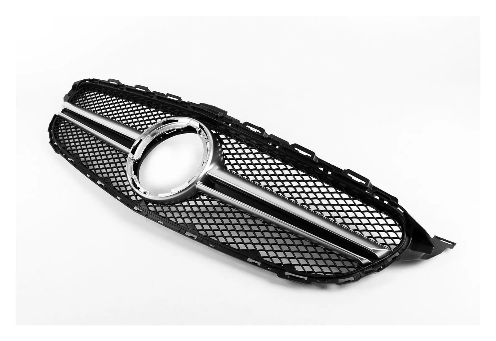 LDFREBCX AMG Style Grill Frontgrill Kompatibel for Mercedes Benz W205 C Klasse 2019-2021 Kompatibel for C200 C300 C250 C43 AMG Obere Stoßstangenhaube Mesh(Silver1) von LDFREBCX