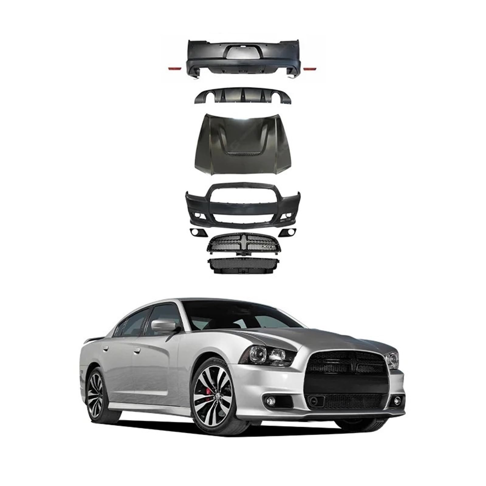 LDFREBCX Auto Body Kit Kompatibel for Dodge SRT Stil 2008-2014 Vorne Stoßstange Hinten Motorhaube Auto BodyKit LDFREBCX Auto Body Kit Kompatibel for Dodge SRT Stil 2008-2014 Vorne Stoßstange Hinten Motorhaube Auto BodyKit von LDFREBCX