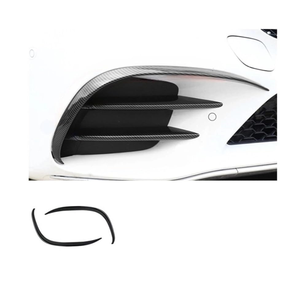 LDFREBCX Auto Front Nebel Lampe Kühlergrill Lamellen Streifen Trim Dekoration Kompatibel for Mercedes Benz C Klasse W205 2019-2021(Carbon Fiber 2pcs) von LDFREBCX