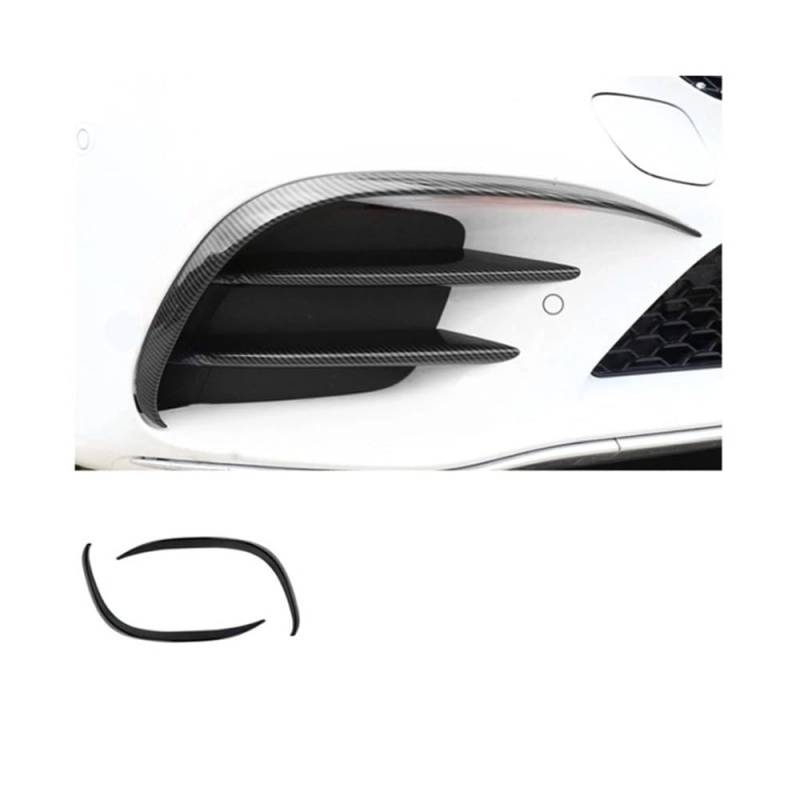LDFREBCX Auto Front Nebel Lampe Kühlergrill Lamellen Streifen Trim Dekoration Kompatibel for Mercedes Benz C Klasse W205 2019-2021(Carbon Fiber 2pcs) von LDFREBCX