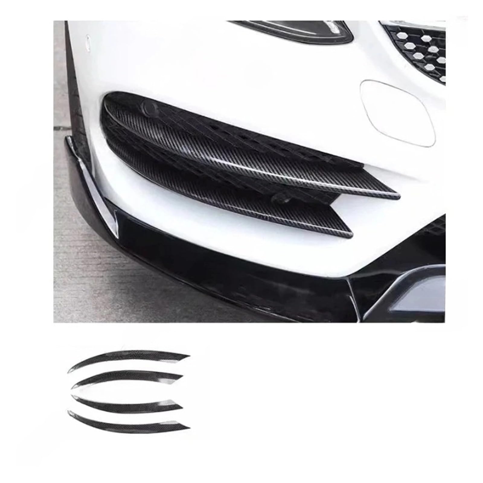 LDFREBCX Auto-Frontlippe, Stoßstangenspoiler, Splitter, kompatibel mit Mercedes Benz C-Klasse W205 C205 S205 2015–2018, Nebelscheinwerfergitter, Lüftungsschlitzabdeckung, Tuning(Carbon Look) von LDFREBCX