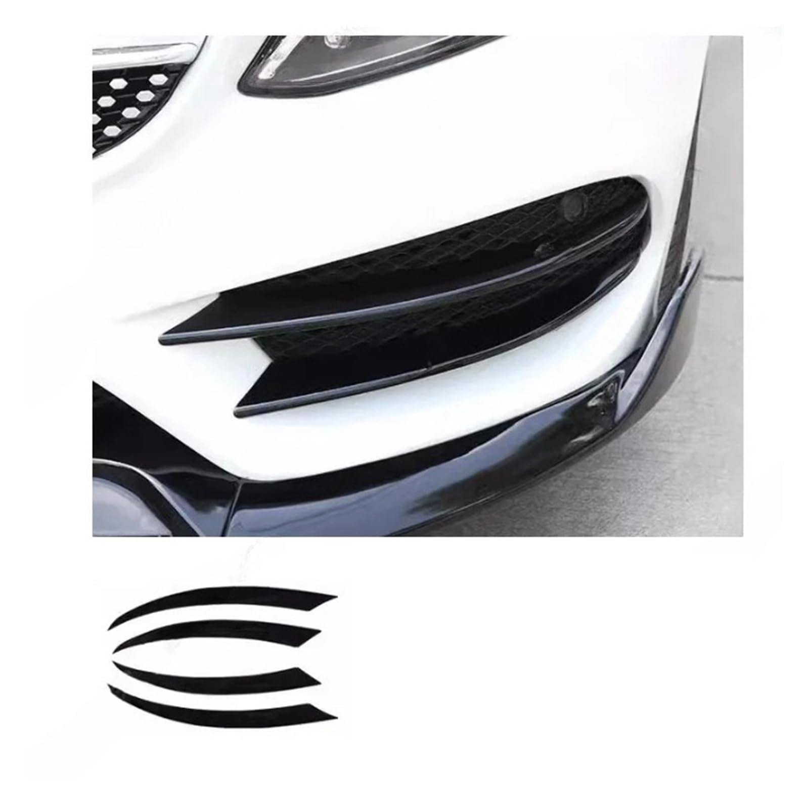 LDFREBCX Auto-Frontlippe, Stoßstangenspoiler, Splitter, kompatibel mit Mercedes Benz C-Klasse W205 C205 S205 2015–2018, Nebelscheinwerfergitter, Lüftungsschlitzabdeckung, Tuning(Gloss Black1) von LDFREBCX