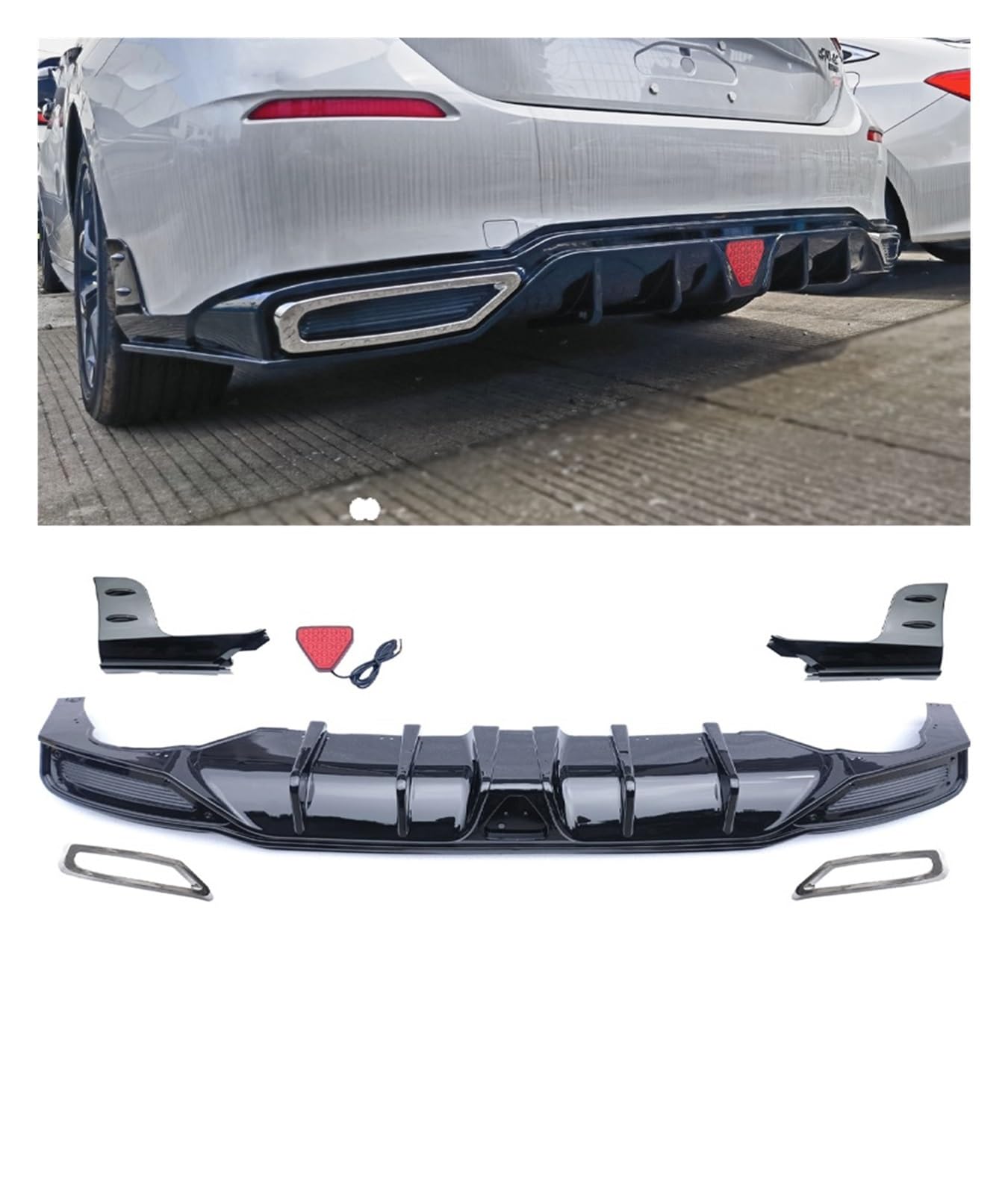 LDFREBCX Auto-Heckstoßstangen-Body-Kits Kompatibel for Civic 11. Generation Fließheck 2023 Carbon-Kinnspoiler-Diffusor-Abdeckung Lippenzubehör(E HEV Black) von LDFREBCX