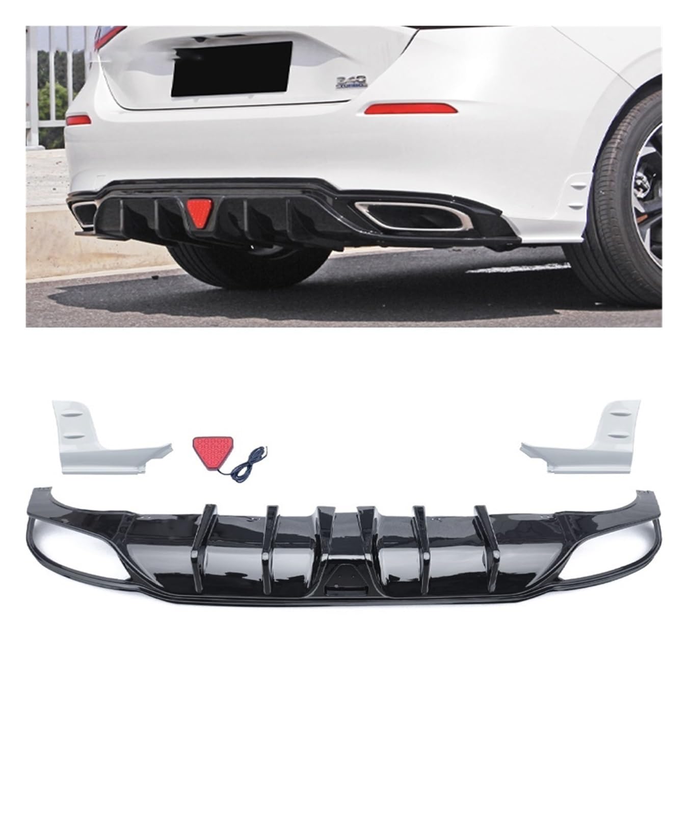 LDFREBCX Auto-Heckstoßstangen-Body-Kits Kompatibel for Civic 11. Generation Fließheck 2023 Carbon-Kinnspoiler-Diffusor-Abdeckung Lippenzubehör(White and Black) von LDFREBCX