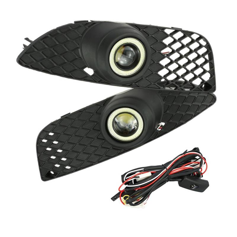 LDFREBCX Auto-LED-Nebelscheinwerfer, Angel Eyes, Projektorlinse, Nebelscheinwerfer, Stoßstangengrill, Set, kompatibel mit Mitsubishi Lancer 2008–2012, Autozubehör von LDFREBCX