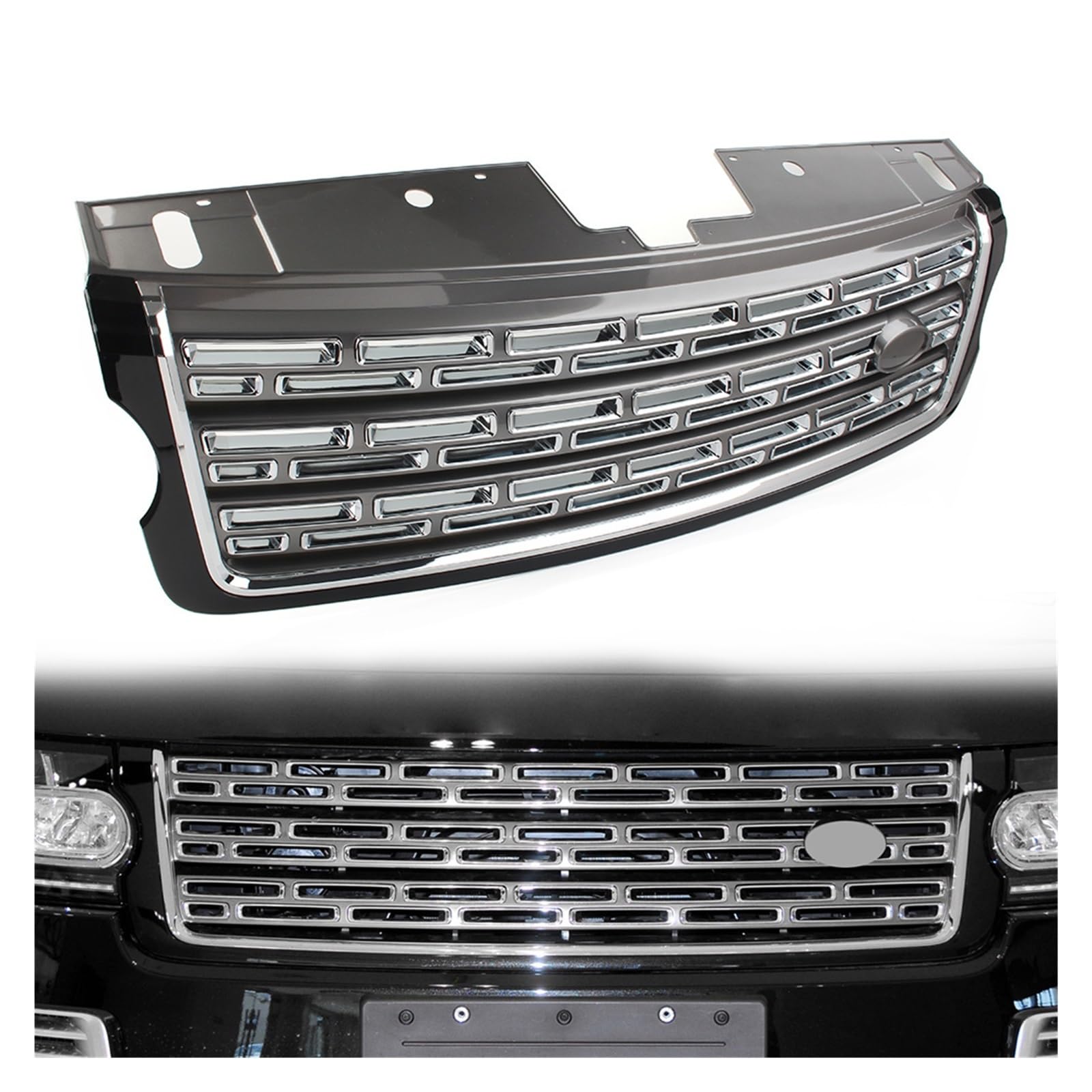 LDFREBCX Auto Vorderen Stoßfänger Oberen Kühlergrill LR083321 Ersatz Kompatibel for Land Rover Range Rover 2013-2017(Gloss Black n Gray) von LDFREBCX