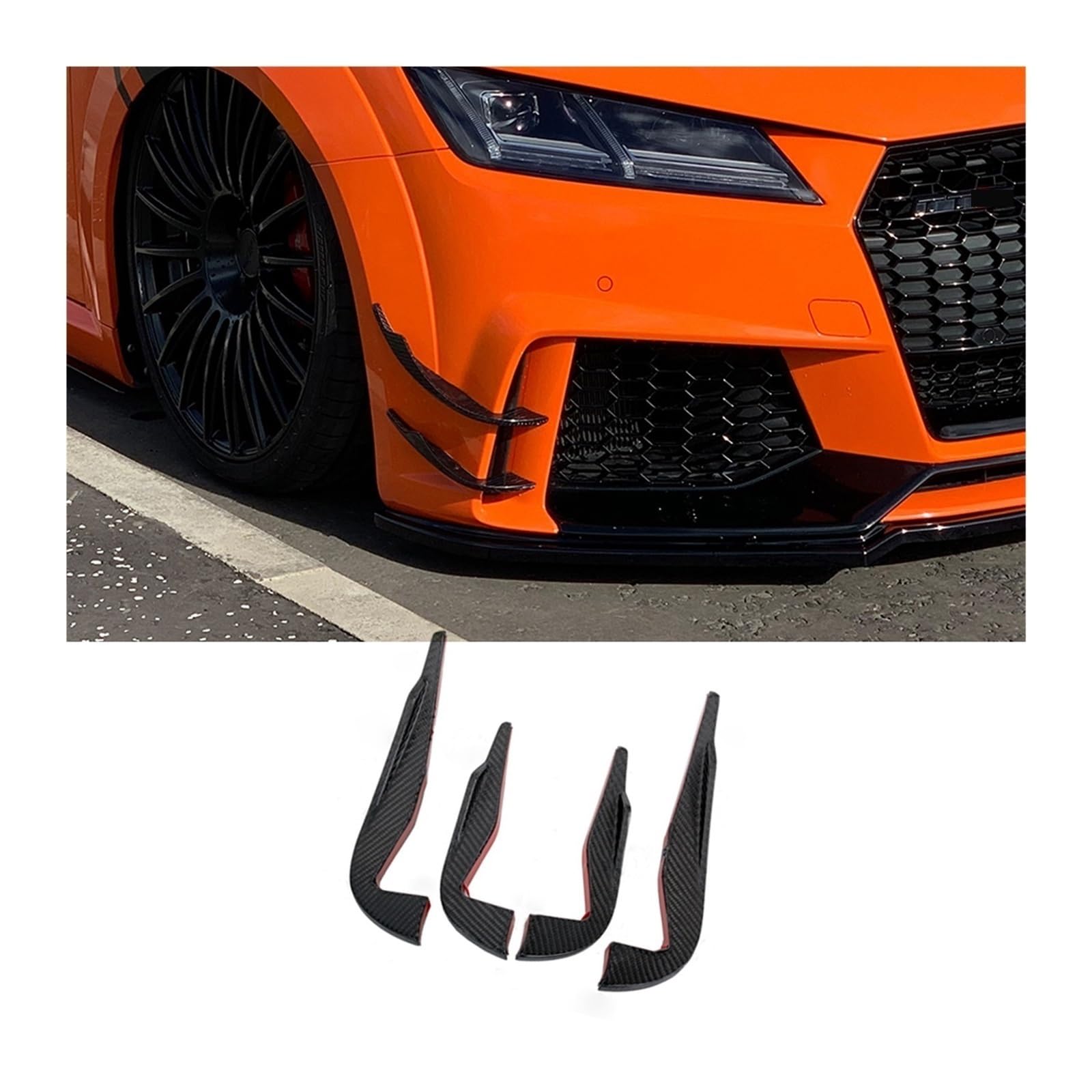 LDFREBCX Carbon Fiber Front Bumper Splitter Kompatibel for Audi MK3 2016 2017 2018 Auto Front Stoßstange Air Vent Kotflügel Flossen Vents Canards schneidet(4 PCS) von LDFREBCX