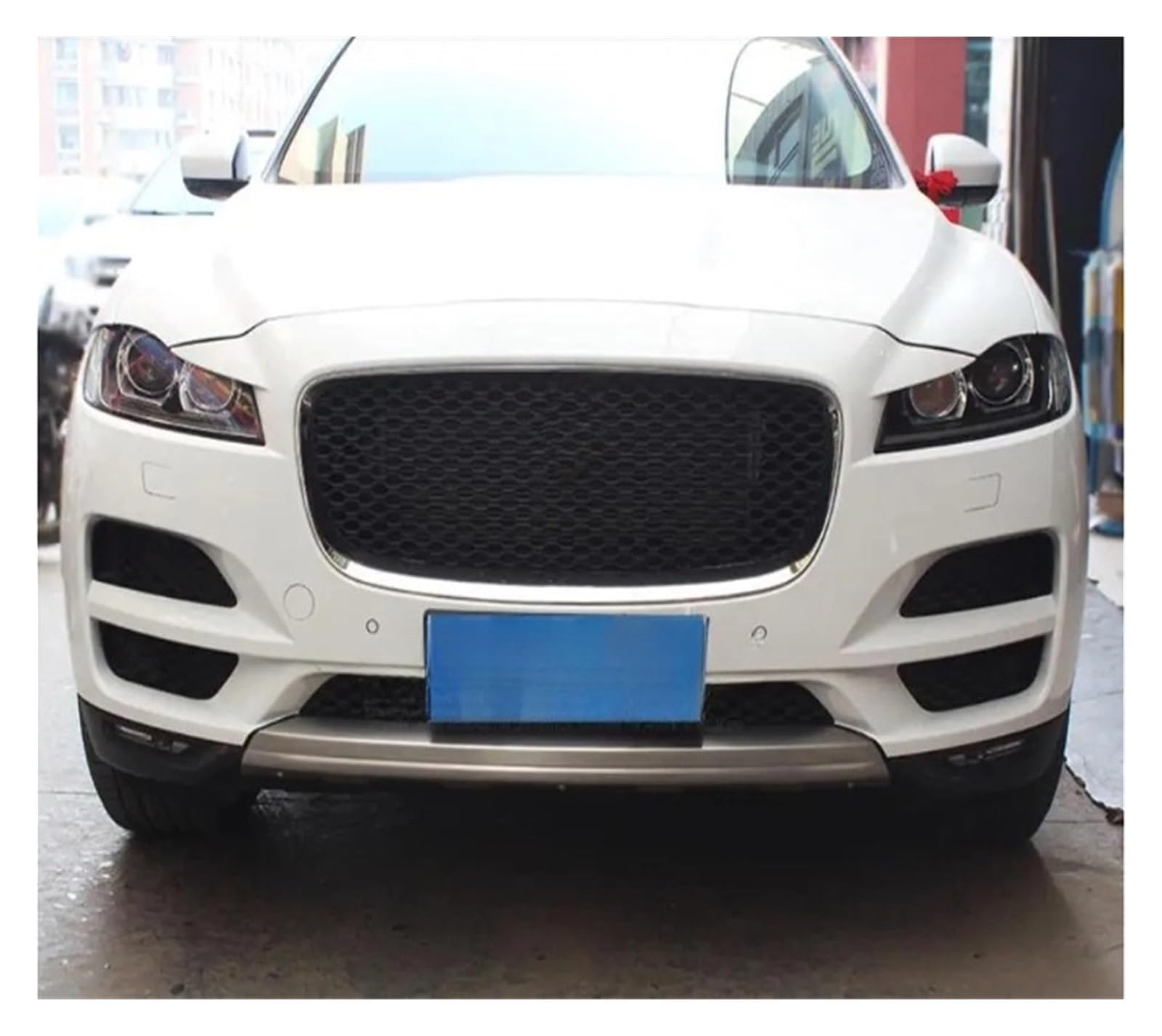 LDFREBCX Edelstahl Auto VORNE + HINTEN Stoßstangen Schutz Schutz Skid Platte Kompatibel for Jaguar F-Pace for 2016-2018(Front) von LDFREBCX