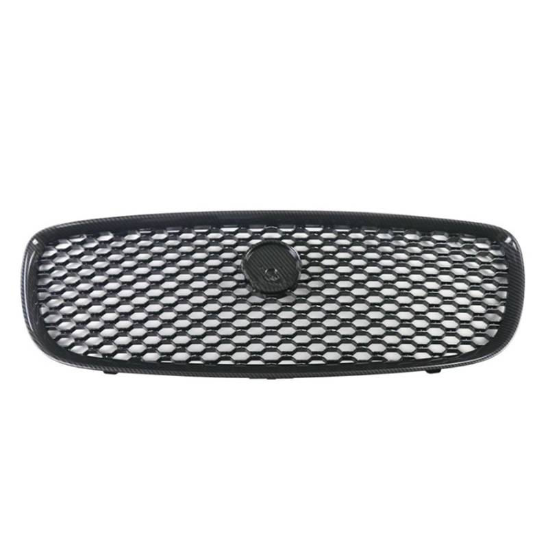 LDFREBCX Frontstoßstange Oberer Kühlergrill Mesh Gill Kompatibel for Jaguar XF XFL 2016-2019 Mittelpanel Styling Grille T2H3989 T2H3981(Carbon Fiber Look) von LDFREBCX