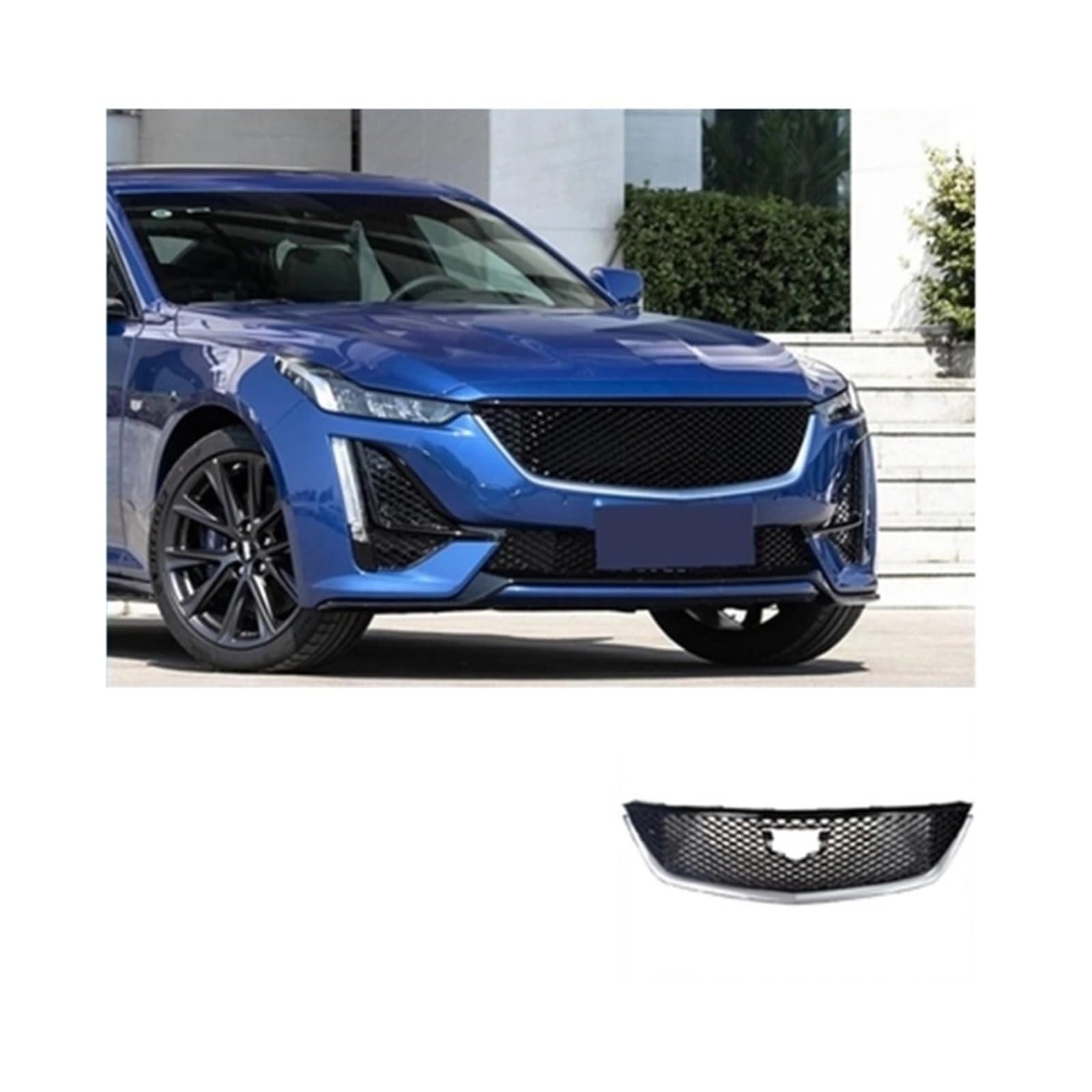 LDFREBCX Frontstoßstangengrill, kompatibel mit Cadillac CT5, Frontspoilerlippe, Autogrill, Gitter, Stoßstangengrill, Zierleiste(Silvery Grill) von LDFREBCX