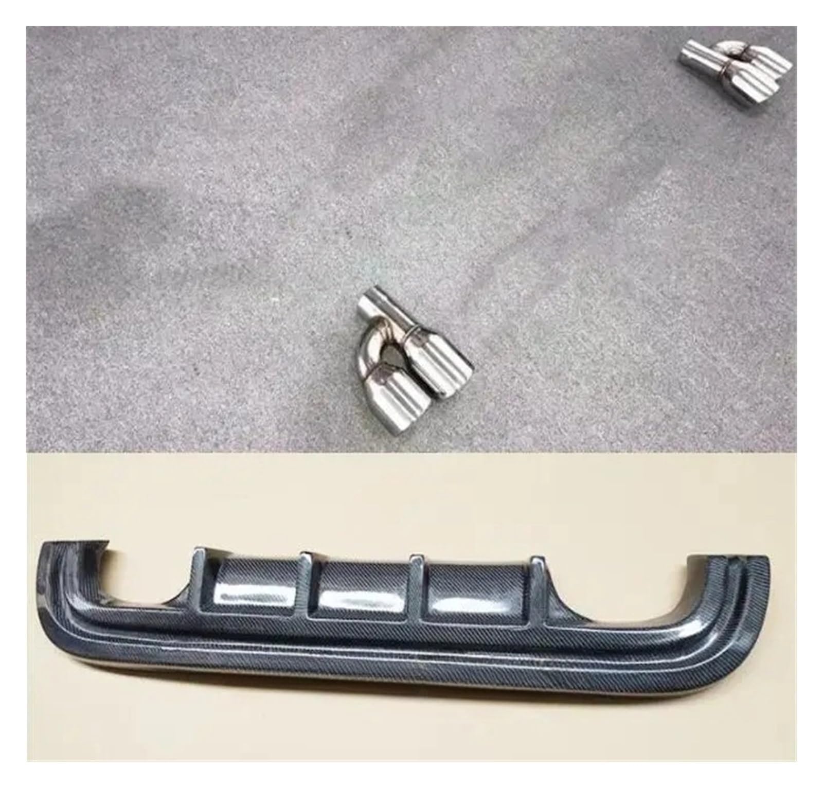 LDFREBCX Heckspoiler-Diffusor aus echtem Carbonfaser-Kunststoff mit Auspuffblenden, kompatibel mit Jaguar F-PACE 2016–2020(Silver) von LDFREBCX