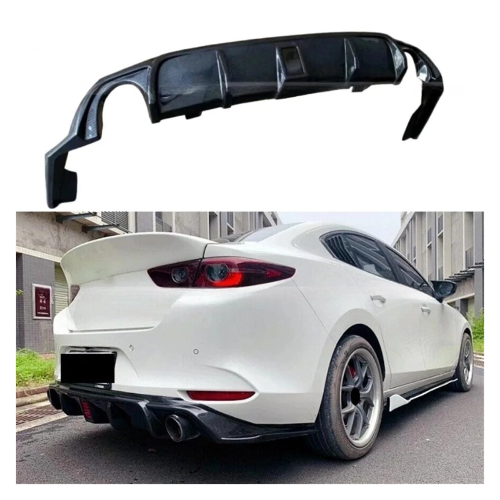 LDFREBCX Heckspoiler-Diffusorlippe Kompatibel for Mazda 3 Axela for 2020-2022 ABS-Kohlefaserfarbe Heckspoilerlippe(Gloss Black) von LDFREBCX