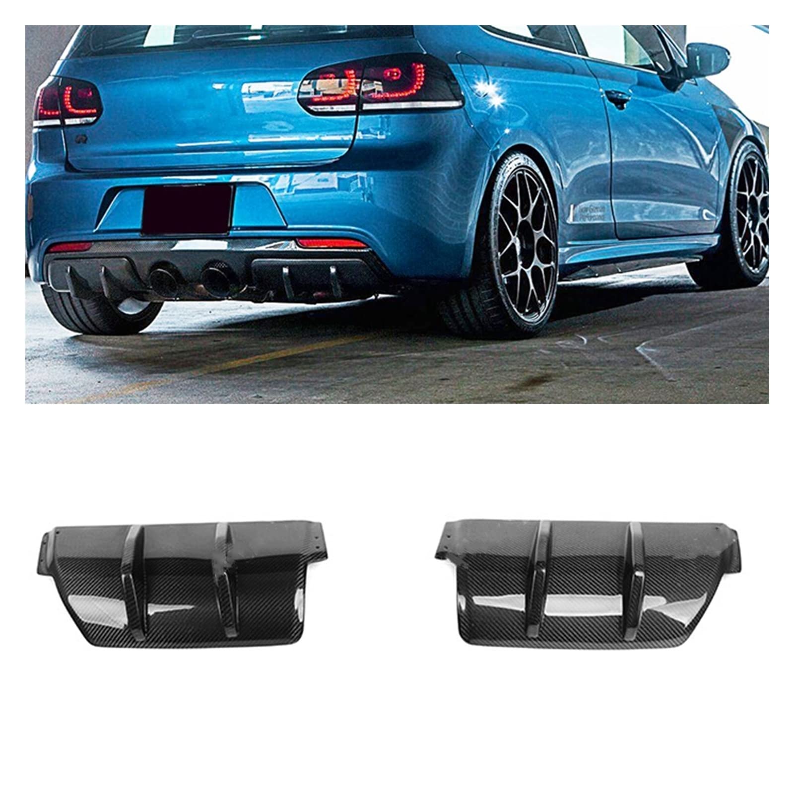LDFREBCX Heckstoßstangen-Seitendiffusorlippe, kompatibel for VW Golf 6 MK6 R20 2010–2013, OSIR-Stil, Kohlefaser, Kofferraum-Body-Kit, Spoiler-Abdeckung LDFREBCX Heckstoßstangen-Seitendiffusorlippe, kompatibel for VW Golf 6 MK6 R20 2010–2013, OSIR-Stil, Kohlefaser, Kofferraum-Body-Kit, Spoiler-Abdeckung von LDFREBCX