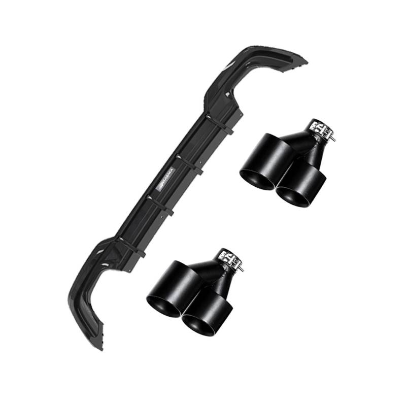 LDFREBCX Kompatibel for BMW G20 3er-Serie 325i 325LI M Sport 2020, glänzend schwarz, Heckstoßstangendiffusor, Lippenspoiler + Schalldämpfer-Auspuffrohr von LDFREBCX