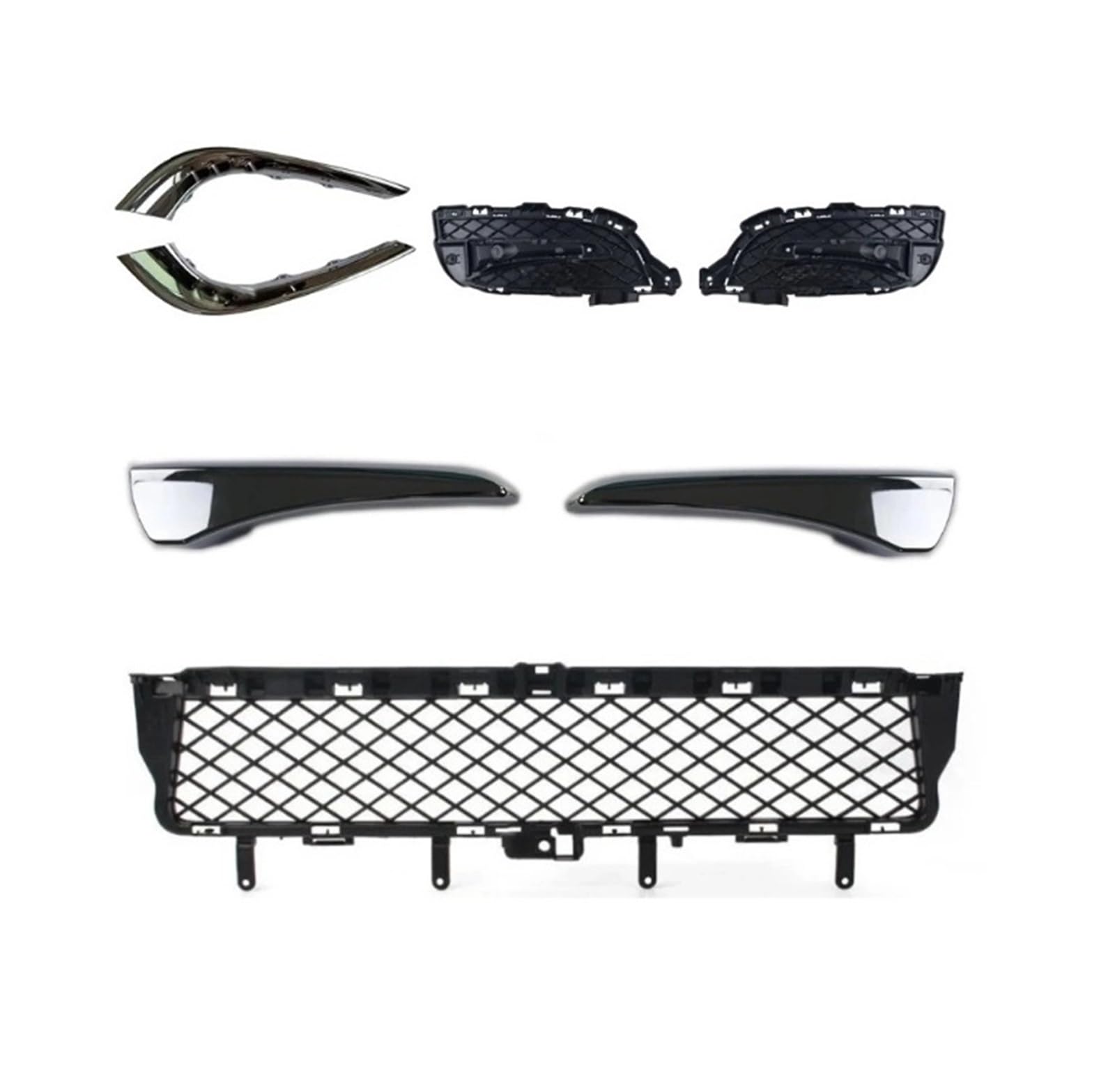 LDFREBCX Kompatibel for Jaguar XF 2013-2015 3.0 SC Frontstoßstange Nebelscheinwerfer Kühlergrill Grills Dekoration Zierleiste Schwarz C2Z16209(7-Piece Set) von LDFREBCX