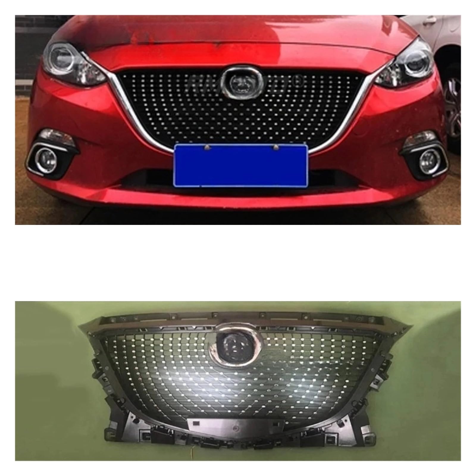 LDFREBCX Kompatibel for Mazda 3 Axela for 2017-2019 Honeycomb Style Racing Grill Gloss Black Front Bumper Grille(14-16 Diamond) von LDFREBCX