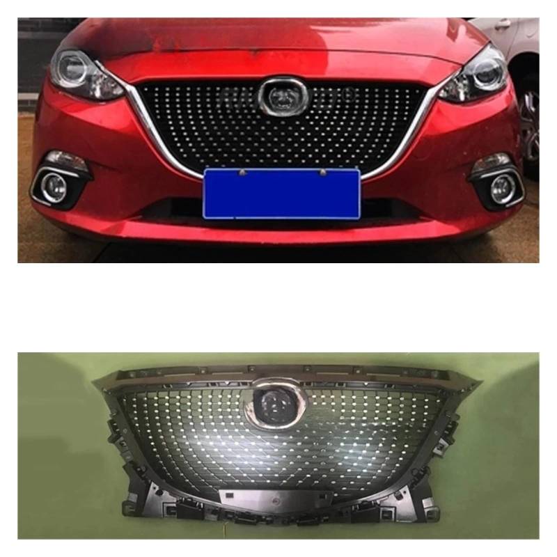 LDFREBCX Kompatibel for Mazda 3 Axela for 2017-2019 Honeycomb Style Racing Grill Gloss Black Front Bumper Grille(14-16 Diamond) von LDFREBCX