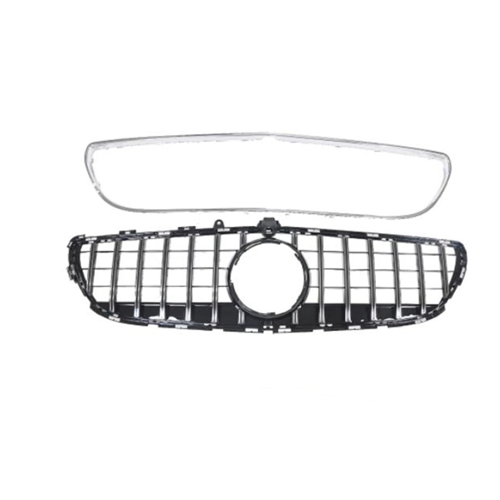 LDFREBCX Kompatibel for Mercedes Benz CLS-Klasse W218 2015–2018, GT-Style-Frontgrill mit Rahmenabdeckung, oberes Stoßstangenhauben-Netzgitter(Silver1) von LDFREBCX