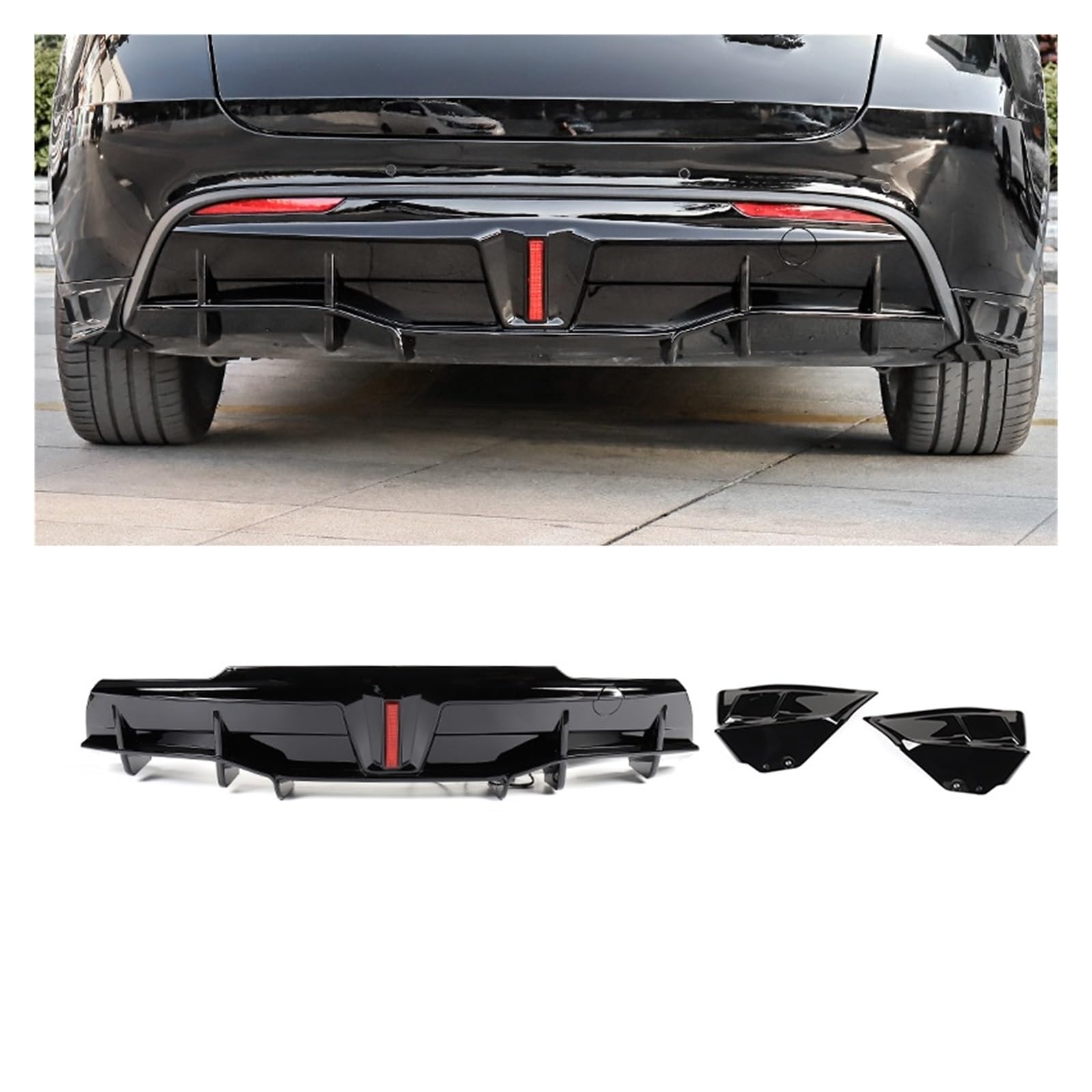 LDFREBCX Kompatibel for Tesla Model Y Hecklippen-Navigationslicht, Kohlefaser-Sport-Hecklippen-Modifikations-Surround-Zubehör(7000) von LDFREBCX
