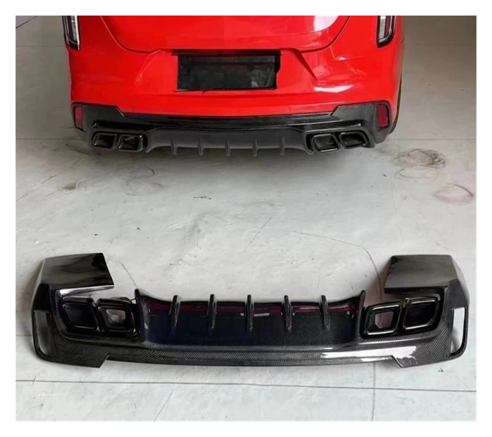 LDFREBCX Kompatibel mit Cadillac Atsl CT4 CT5 CT6, modifizierten Teilen, Spoiler, Lippe, V-Schwanzgeräuschen, Heckstoßstange aus Kohlefaser(Compatible for Ct4 Black Winged Pos) von LDFREBCX