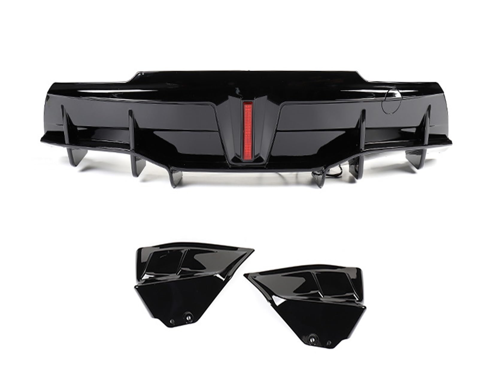 LDFREBCX Kompatibel mit Tesla Model Y 2020 2021 2023+ ABS Schwarz Kofferraum Stoßstange Heckdiffusor Spoiler Schutzabdeckung (Kontrollleuchte)(Bright Black) von LDFREBCX