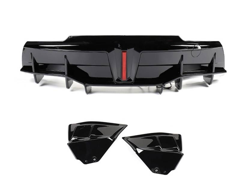 LDFREBCX Kompatibel mit Tesla Model Y 2020 2021 2023+ ABS Schwarz Kofferraum Stoßstange Heckdiffusor Spoiler Schutzabdeckung (Kontrollleuchte)(Bright Black) von LDFREBCX
