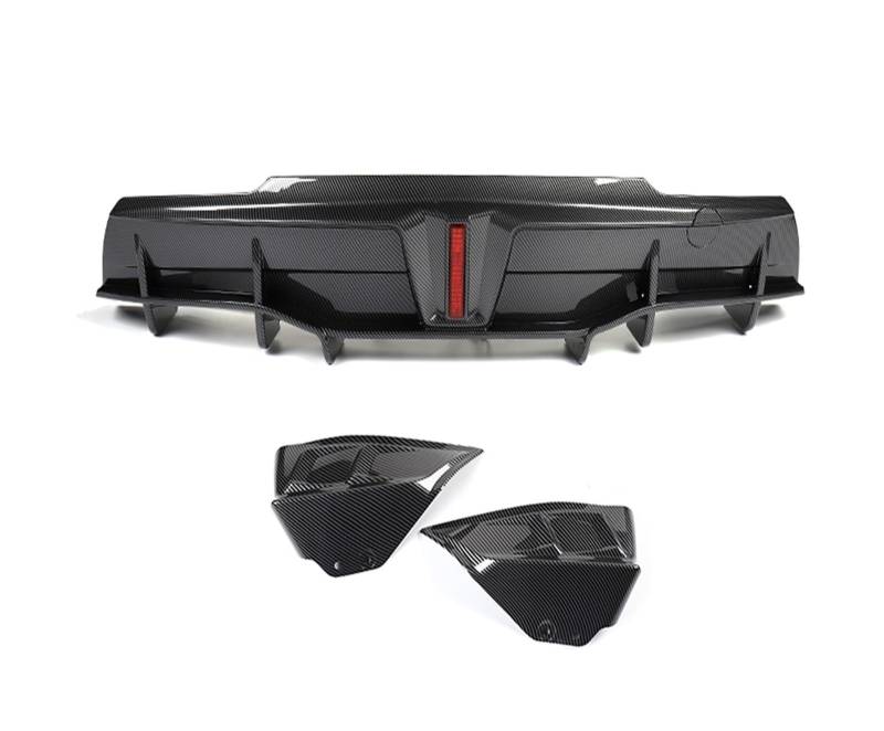LDFREBCX Kompatibel mit Tesla Model Y 2020 2021 2023+ ABS Schwarz Kofferraum Stoßstange Heckdiffusor Spoiler Schutzabdeckung (Kontrollleuchte)(Carbon Fiber) von LDFREBCX
