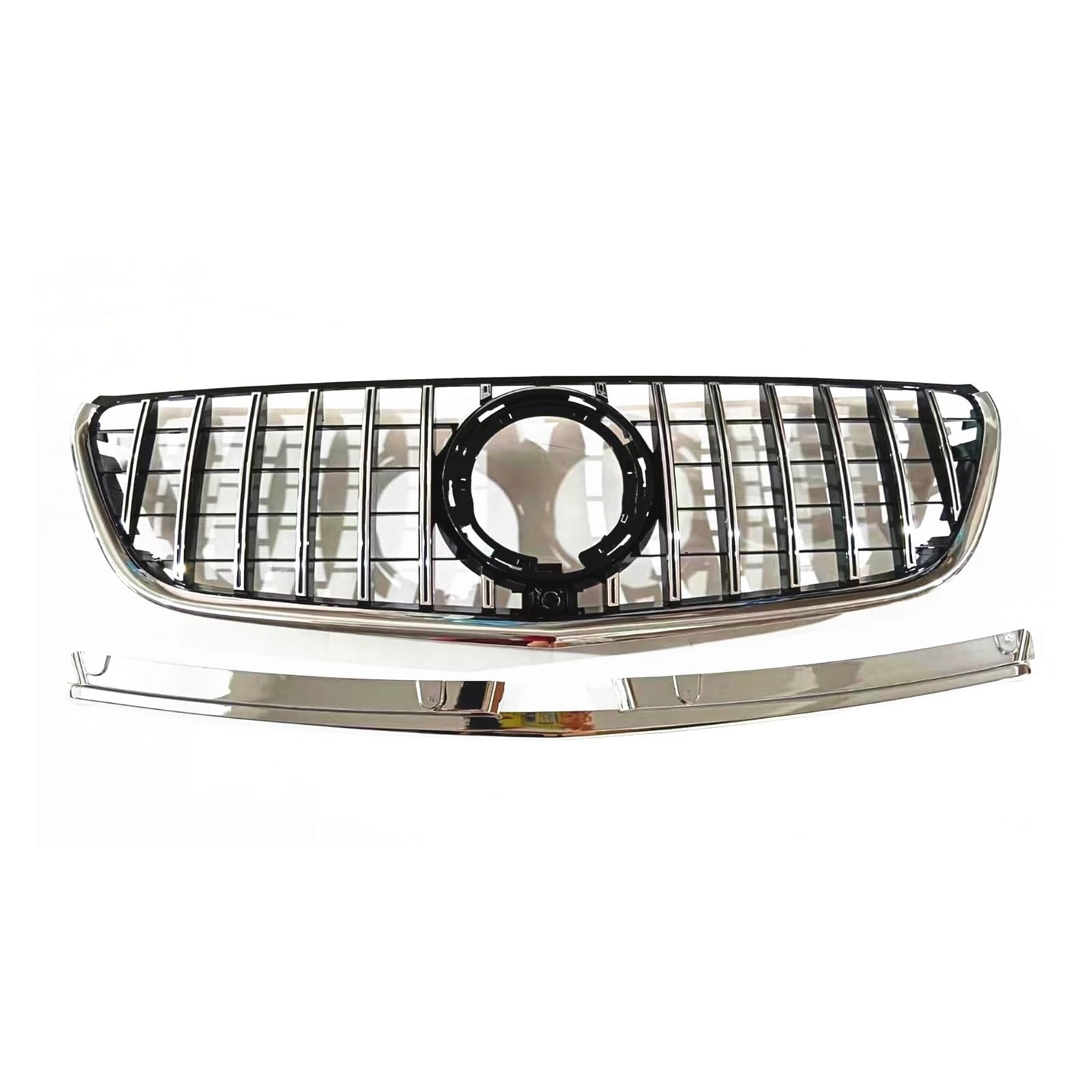LDFREBCX Kühlergrill kompatibel for Mercedes Benz V260 W447 2016–2020, Grill im GT-Stil, Silber/Schwarz, Auto-Oberstoßstangenhaube, Mesh-Gitter-Kit(Silver1) von LDFREBCX