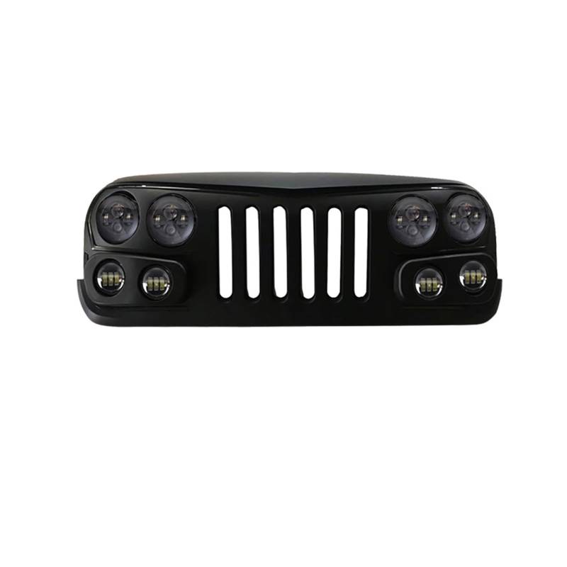 LDFREBCX Offroad-4X4-Außengrills, kompatibel mit Jeep Wrangler JK JKU 2007–2017, schwarzer Stoßstangengrill mit LED-Leuchten von LDFREBCX