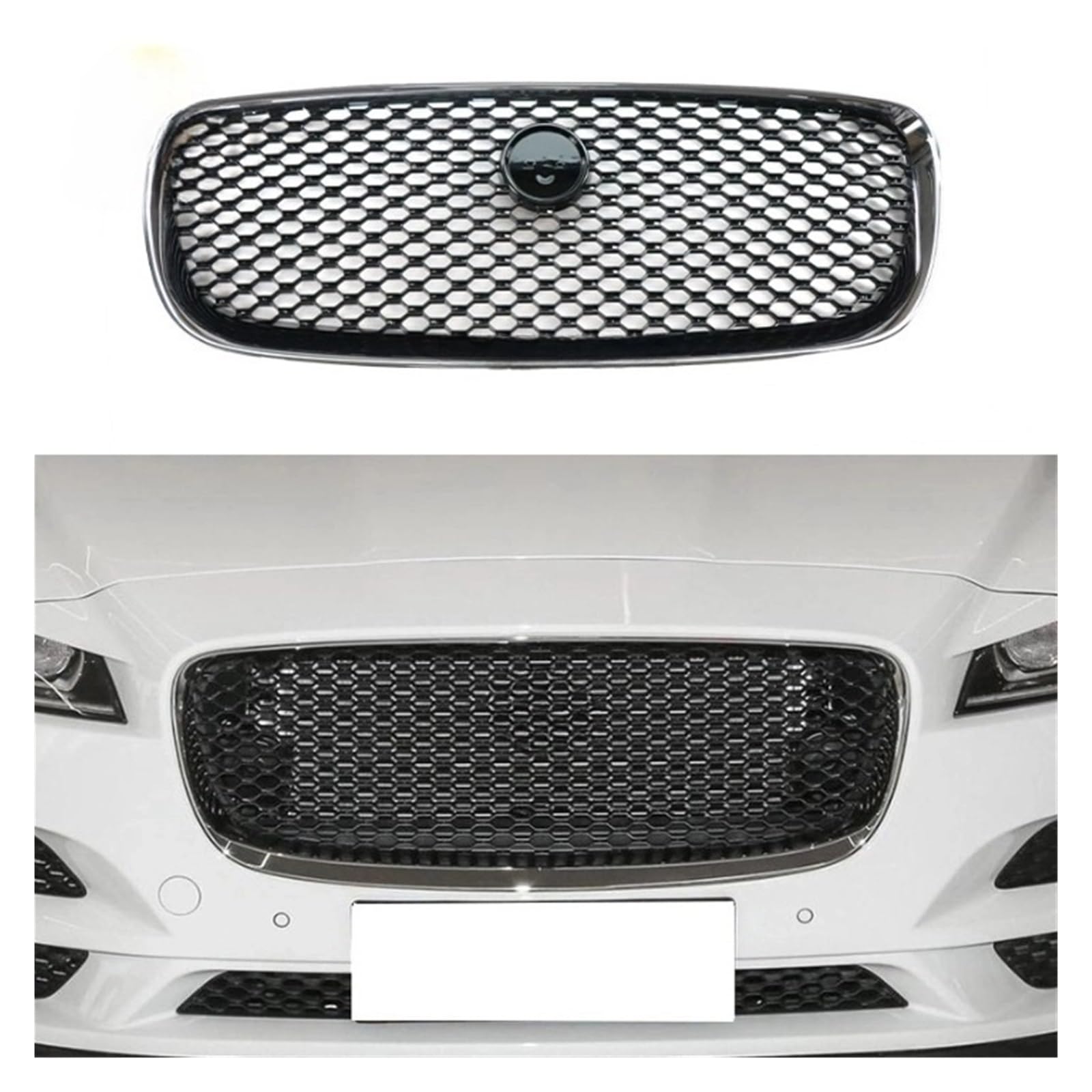 LDFREBCX Racing Grille Front Stoßstange Griils Centre Panel Styling Oberen Grill Kompatibel for Jaguar F-PACE 2015-2019 T4N12772 T4N1277 T4A6209(Matte Black) von LDFREBCX