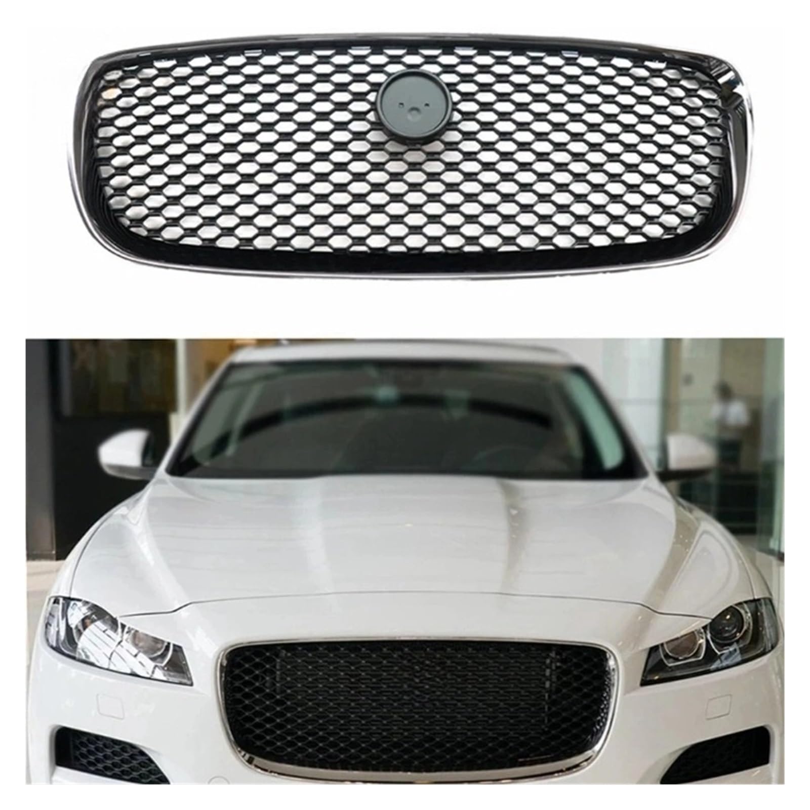 LDFREBCX Racing Grille Front Stoßstange Griils Centre Panel Styling Oberen Grill Kompatibel for Jaguar F-PACE 2015-2019 T4N12772 T4N1277 T4A6209(Plating Matte Black) von LDFREBCX